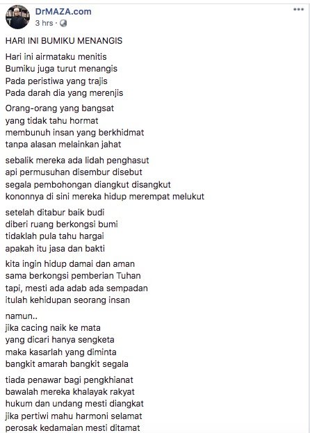 Dr Maza Terkini Coret Puisi Khas Buat Arwah Adib Yang Buat Ramai SAYU