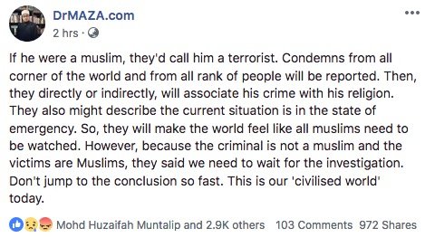 Tragedi Temba kan New Zealand. Ini Respons Dr Maza Buat Umat Islam Semua Setuju.الله أكبر