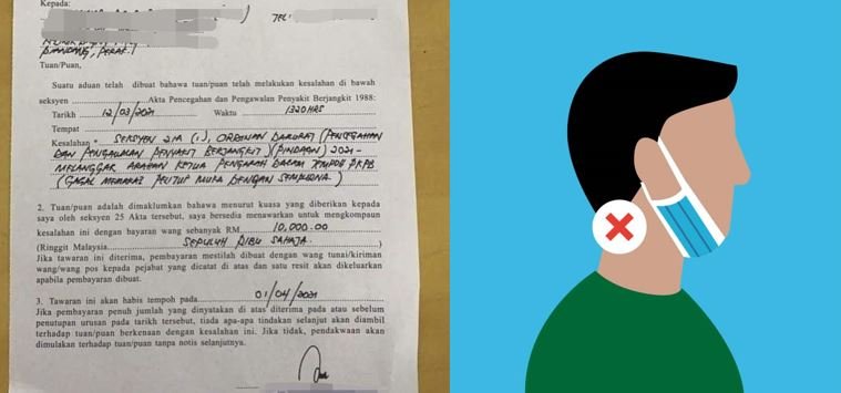 Akibat Letak Pelitup Muka Di Dagu, Pemuda Dikompaun RM 10,000