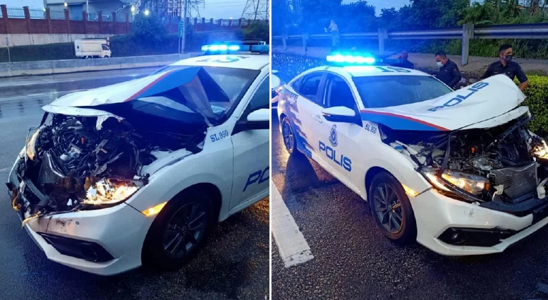 Seorang Pemandu Rempuh Kereta Peronda Polis Ketika Ditahan