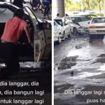 Berang Barisan Dipotong. Seorang Pemandu Teksi Langgar Teksi Lain. Berang Barisan Dipotong. Seorang Pemandu Teksi Langgar Teksi Lain.