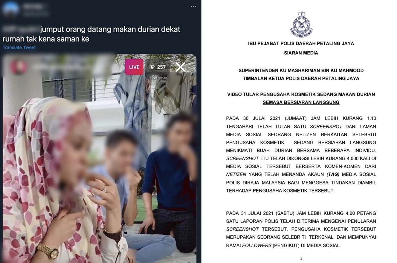 Usahawan Kosmetik Terkenal Buat IG 'Live' Sambil Makan Durian Ramai-Ramai, Polis Buka Kertas Siasatan