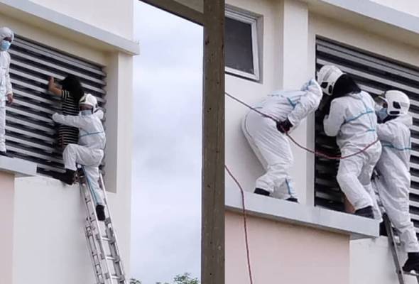 Terperangkap Ketika Cuba Larikan Diri, Wanita Pesakit Covid Diselamatkan Bomba