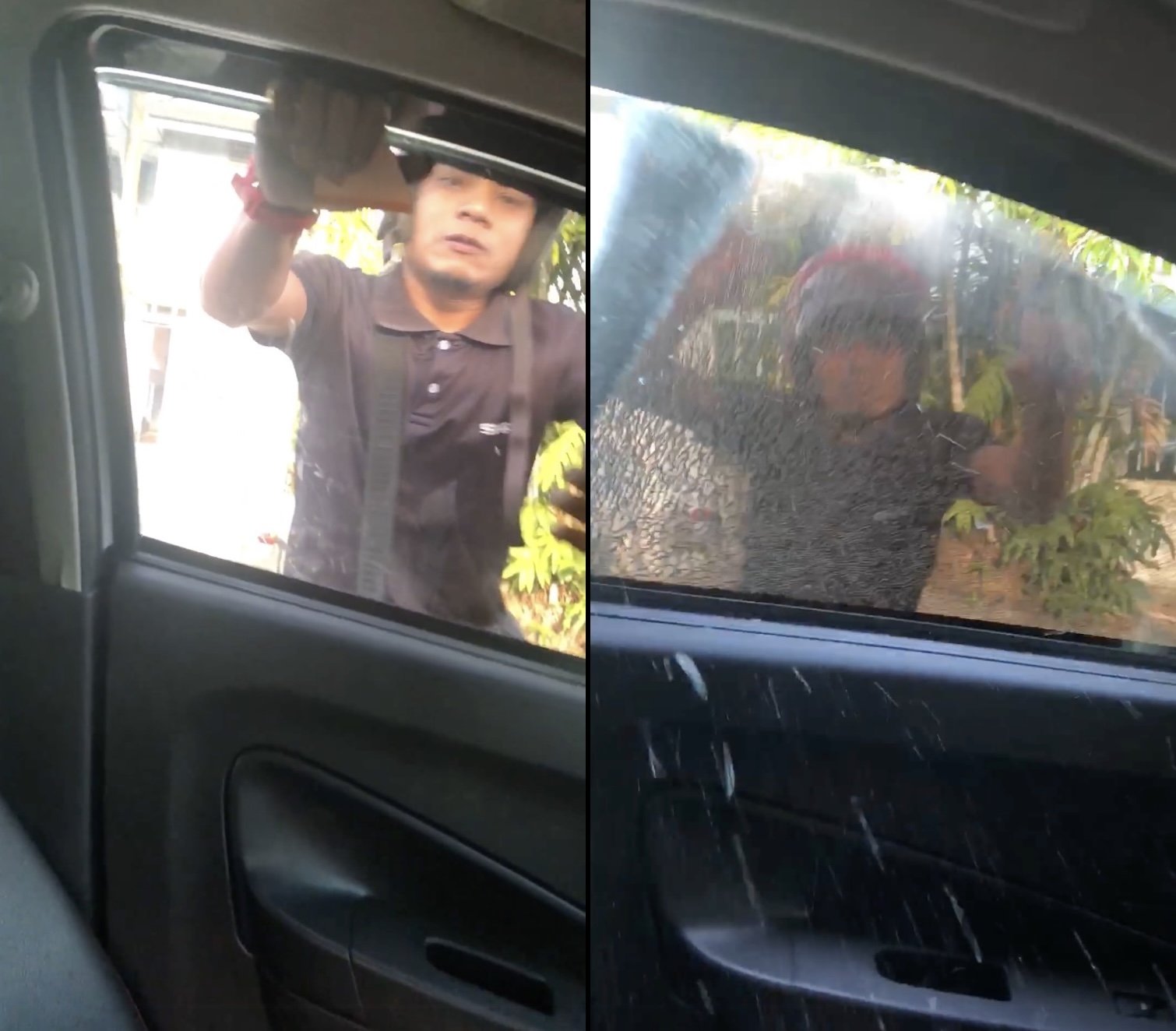 (Video) Viral Suami Pecahkan Cermin Kereta Isteri, Konon 'Umpan' Nak Bagi Duit Untuk Anak