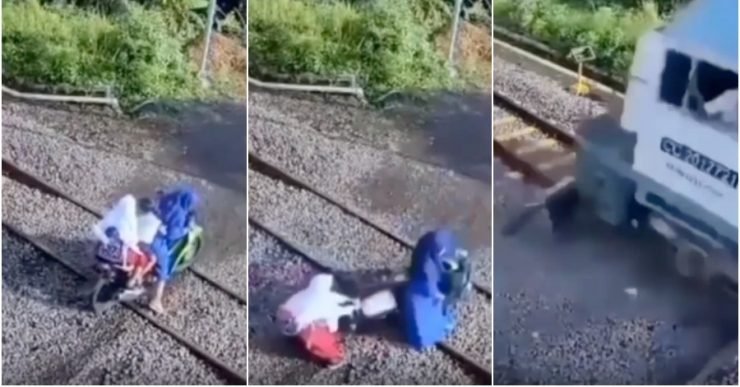(Ada Video) Detik-detik Cemas Wanita Dan Dua Kanak-kanak Hampir 'Digilis' Kereta Api
