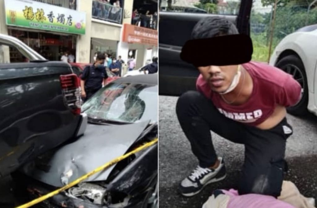 Lelaki Ditahan Polis, Rempuh Kenderaan Lain Guna Kereta Curi