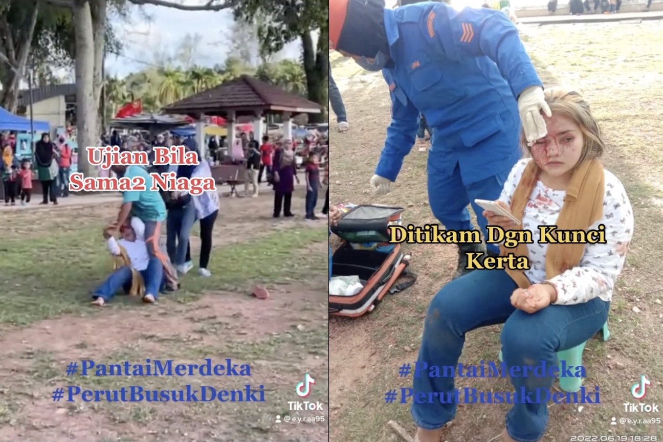 VIRAL Video Dua Wanita Bertengkar Di Pantai Merdeka, Ini Puncanya..