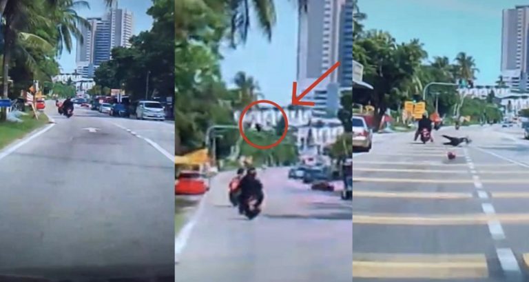 VIRAL Video Buah Kelapa Tiba-Tiba Gugur Atas Kepala Pembonceng Motosikal