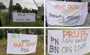 Polis Buru Individu Gantung Kain Rentang Tak Puas Hati Mengenai PRU15