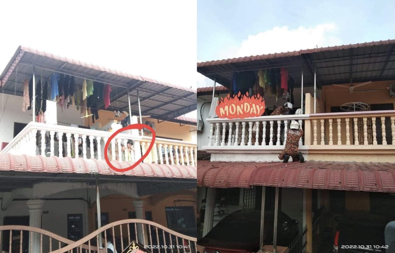 Bomba Selamatkan Kepala Kanak-Kanak Tersepit Di Balkoni Rumah