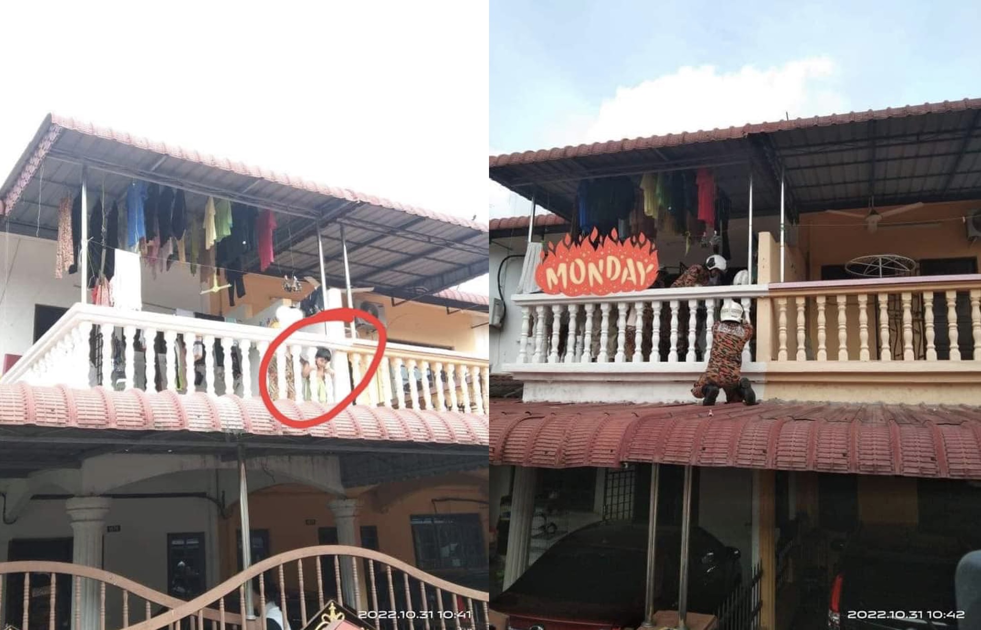 Bomba Selamatkan Kepala Kanak-Kanak Tersepit Di Balkoni Rumah 