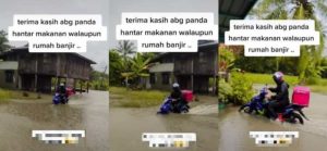 Rider Foodpanda Gigih Redah Banjir Demi Hantar Makanan