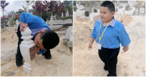 SAYU.. Viral Video Kanak2 Lelaki Lawat Kubur Ayah Lepas Balik Sekolah Sebab Rindu