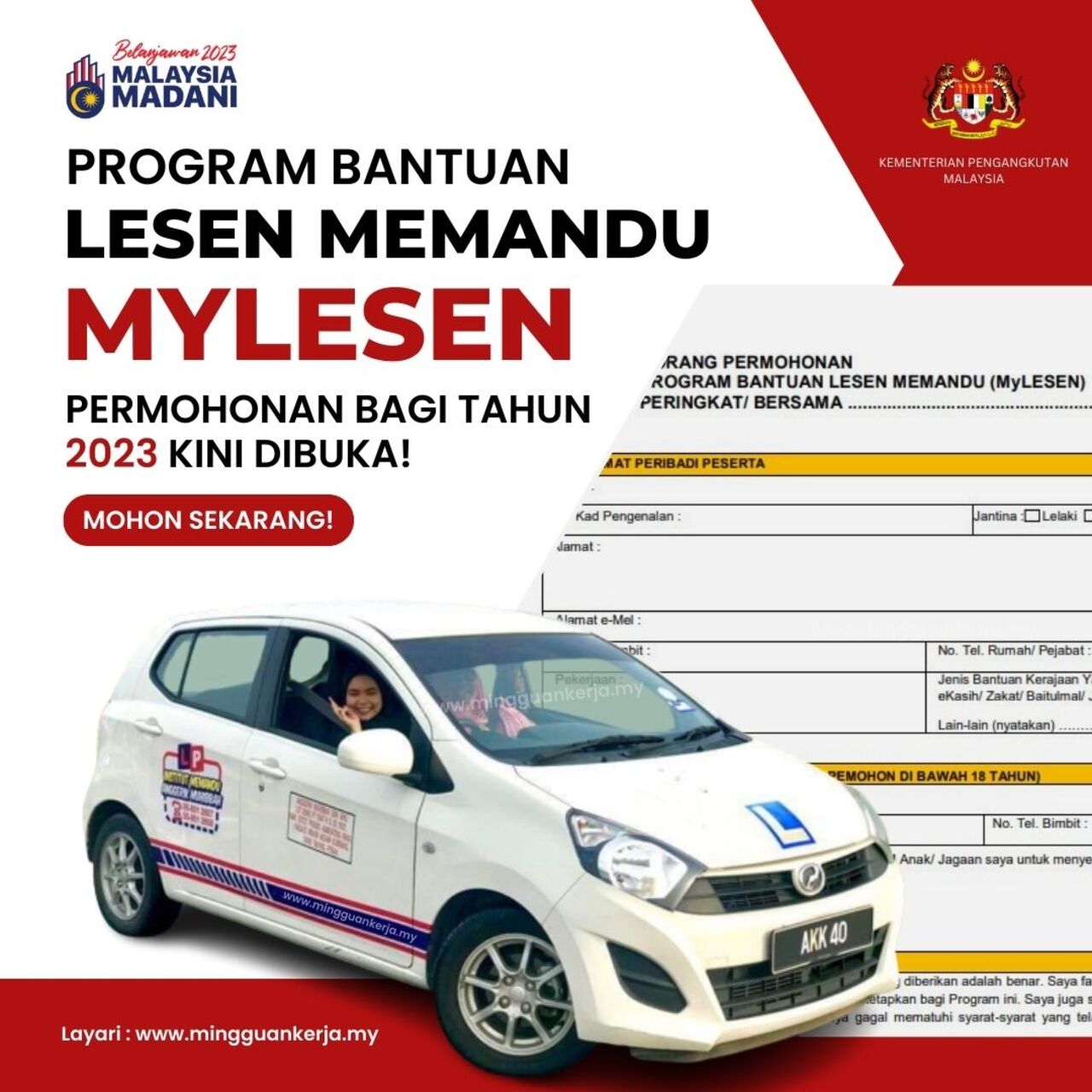 Bantuan Lesen Memandu Percuma (My Lesen) Tahun 2023