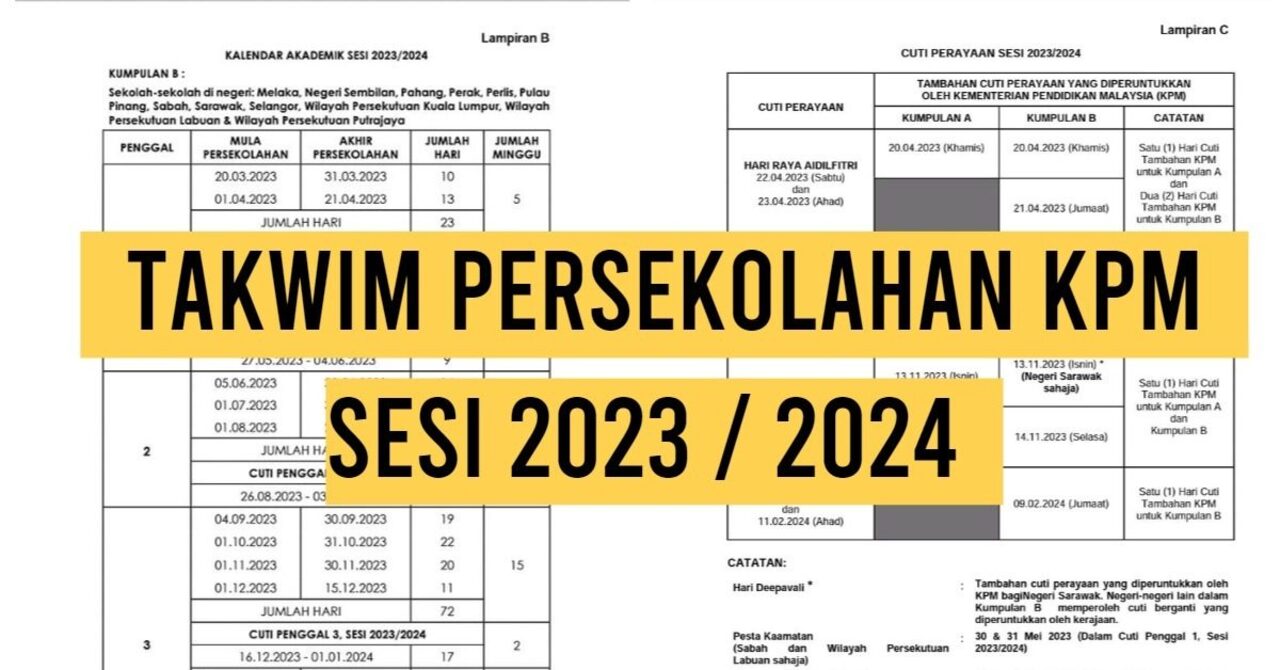 Cuti Sekolah 2024 : Tarikh Cuti Penggal & Cuti Akhir Tahun 2023