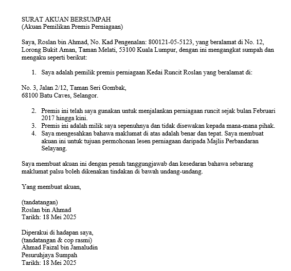 surat akuan sumpah